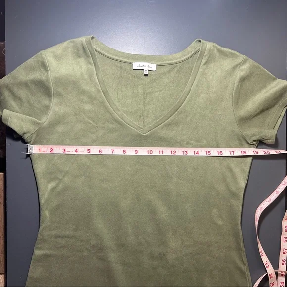 Another Love Velvet Mini Dress Hunter Green V-Neck A-Line Medium Soft - Picture 8 of 8